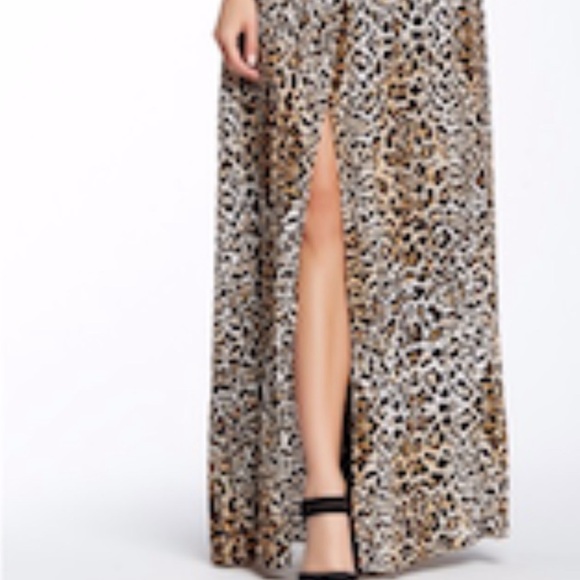 Rachel Zoe Silk leopard print maxi dress with leather straps - Picture 7 of 9